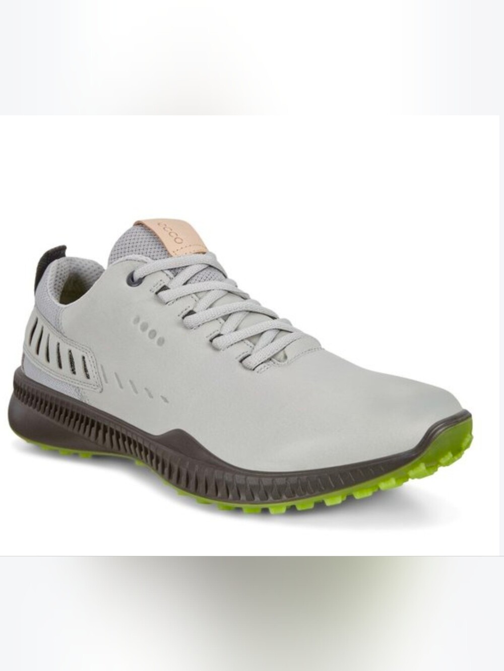ECCO Men's Light Gray Golf Shoe with Lime Outsole